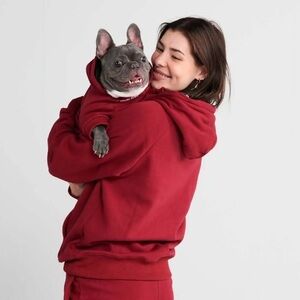 SparkPaws Burgundy Hoodies Set (two human and one dog)